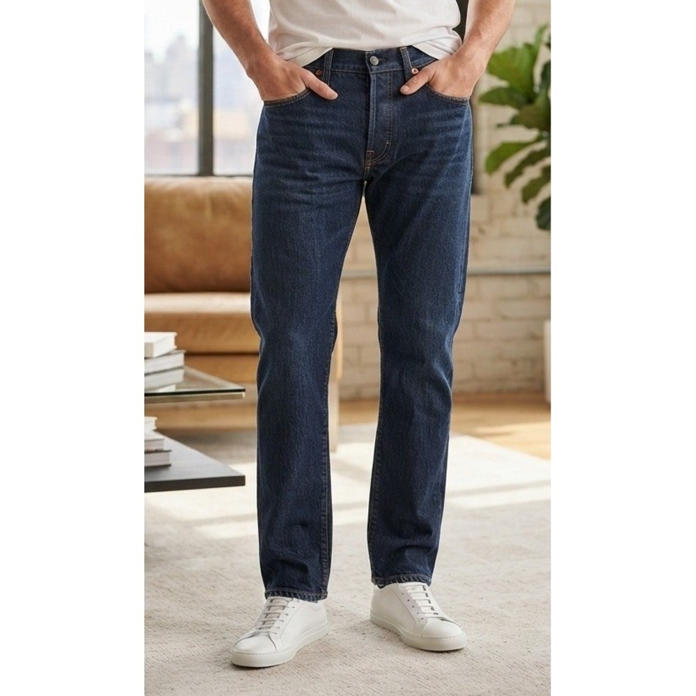 Levi's 505 Regular Fit Denim Jeans 00505-0216 Mens 34x32 Dark Wash Blue Straight